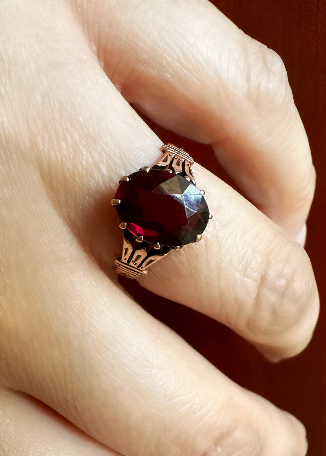 14k Victorian Gold and Rubellite (Red Tourmaline) Ring