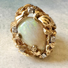 Load image into Gallery viewer, 14kt Opal and Diamond Ring in Foliate Setting - Fine Jewelry