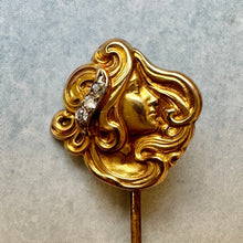 Load image into Gallery viewer, Art Nouveau Era Figural Stickpin with Diamonds - Fine