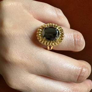 Corletto Black Spinel & 18k Gold 1960s Ring - Rings