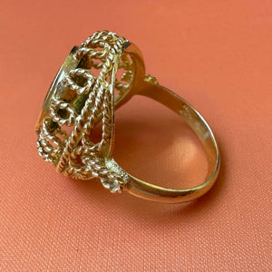 Ornate 1960s 18kt Gold and Peridot Ring by Corletto - Fine