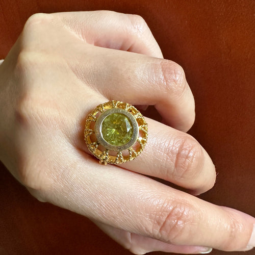 Ornate 1960s 18kt Gold and Peridot Ring by Corletto - Fine