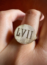 Load image into Gallery viewer, Vintage Roman Numeral 57 18k Gold and Diamond Ring