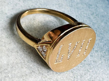 Load image into Gallery viewer, Vintage Roman Numeral 57 18k Gold and Diamond Ring