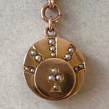 Load image into Gallery viewer, 14k Gold and Seed Pearl Locket Watch Fob