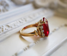 Load image into Gallery viewer, 14k Gold and Synthetic Sapphire Ring with Seed Pearls