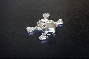 14k Gold & Diamond Skull & Crossbones Charm - CHARM