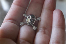 Load image into Gallery viewer, 14k Gold &amp; Diamond Skull &amp; Crossbones Pendant