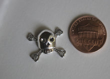 Load image into Gallery viewer, 14k Gold &amp; Diamond Skull &amp; Crossbones Charm - CHARM