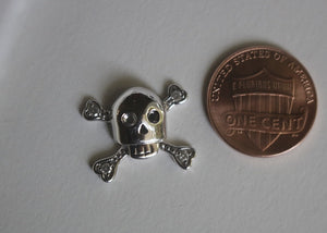 14k Gold & Diamond Skull & Crossbones Charm - CHARM