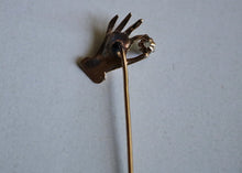 Load image into Gallery viewer, 14k Gold Hand Stickpin with Old Cut Diamond