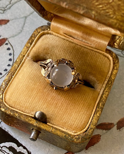 14k Gold & Moonstone Art Nouveau Ring - Jewelry