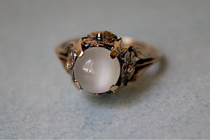 14k Gold & Moonstone Art Nouveau Ring - Jewelry