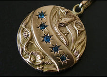 Load image into Gallery viewer, 14k Victorian Serpent &amp; Sapphire Locket with Chain