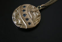 Load image into Gallery viewer, 14k Victorian Serpent &amp; Sapphire Locket with Chain