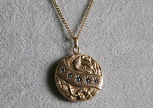 Load image into Gallery viewer, 14k Victorian Serpent &amp; Sapphire Locket with Chain