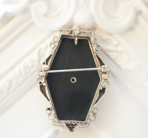 14k White Gold & Hardstone Onyx Cameo Pendant or Brooch