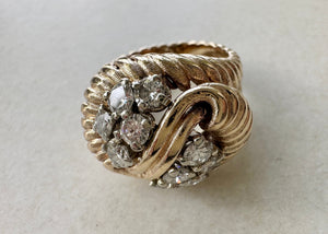 14k Yellow Gold and Diamond Dome Ring