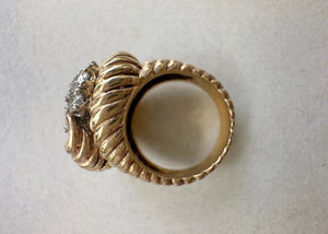 14k Yellow Gold and Diamond Dome Ring