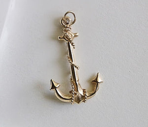 14kt Yellow Gold Anchor Pendant - Fine Jewelry