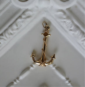 14kt Yellow Gold Anchor Pendant - Fine Jewelry