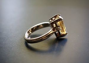 14kt Yellow Gold Citrine and Diamond Ring with Gold Tip - 