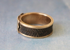 1886 14k Gold and Hair Work Mourning Ring