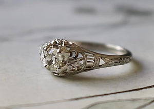 18k Genuine Traub Orange Blossom Diamond Engagement Ring - 