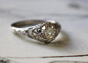 Retro Orange Blossom Diamond Engagement Ring in 14k Yellow Gold - Filigree  Jewelers