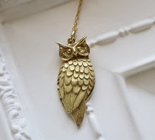 Load image into Gallery viewer, 18k Gold Owl Vintage Pendant with Chain