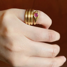 Load image into Gallery viewer, 18k Lalaounis Snake Ring with Ruby Cabochon - Jewelry