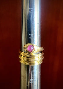 18k Lalaounis Snake Ring with Ruby Cabochon - Jewelry