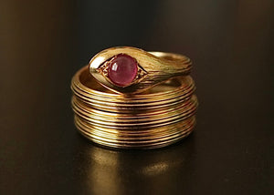 18k Lalaounis Snake Ring with Ruby Cabochon - Jewelry