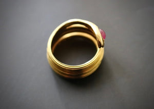 18k Lalaounis Snake Ring with Ruby Cabochon - Jewelry