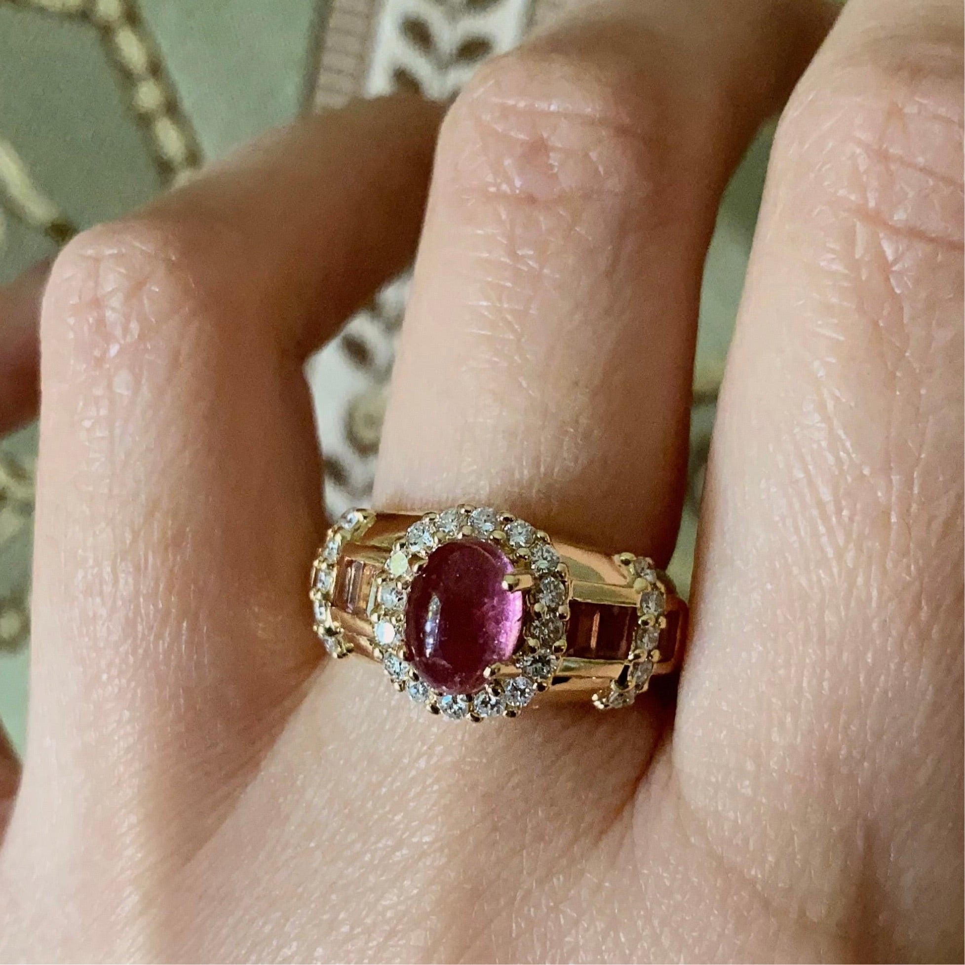 18k Pink Tourmaline and Diamond Ring