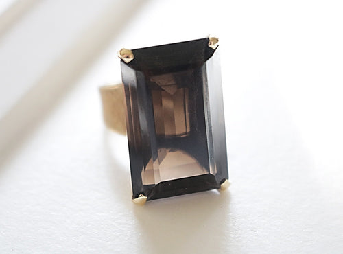 24.51 Carat Smoky Quartz 10k Gold Ring - Fine Jewelry