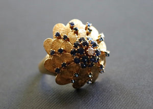 1960s 18k Sapphire & Diamond Dome Ring