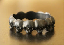 Load image into Gallery viewer, Anthony Lent Black Silver Skull Ring