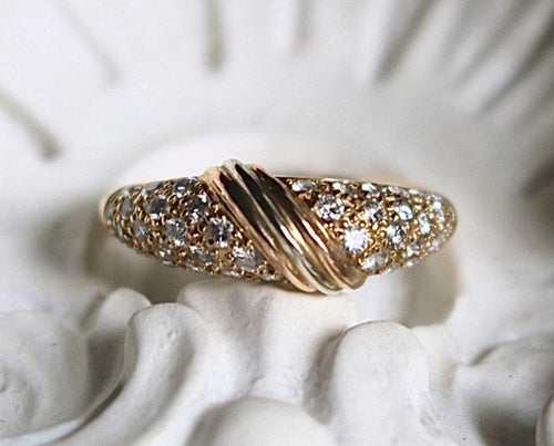 Cartier 18k Yellow Gold and Diamond Ring with Rose and White Gold Accents