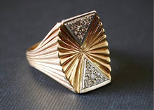 Load image into Gallery viewer, Circa 30s-40s 14k Rose Gold and Diamond Sunburst Ring