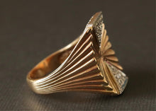 Load image into Gallery viewer, Circa 30s-40s 14k Rose Gold and Diamond Sunburst Ring