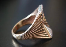 Load image into Gallery viewer, Circa 30s-40s 14k Rose Gold and Diamond Sunburst Ring