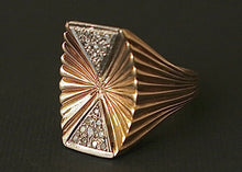 Load image into Gallery viewer, Circa 30s-40s 14k Rose Gold and Diamond Sunburst Ring