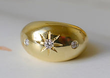 Load image into Gallery viewer, Vintage 18k Gold Diamond Starbust Bombe Ring