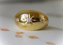 Load image into Gallery viewer, Vintage 18k Gold Diamond Starbust Bombe Ring