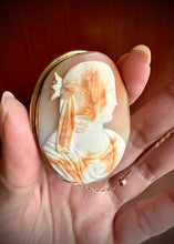 Load image into Gallery viewer, Large 15k Gold and Shell Victorian Goddess Cameo - Jewelry