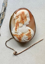 Load image into Gallery viewer, Large 15k Gold and Shell Victorian Goddess Cameo - Jewelry