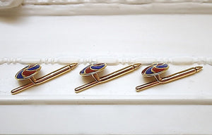 Stunning 14k and 18k Gold and Guilloché Enamel Cufflinks and Shirt Studs