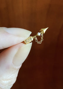 Tiny Pi Beta Phi Sorority 10k Gold Arrow Pin with Diamond - 