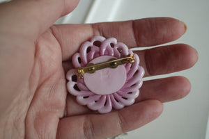 Toshikane Porcelain Chrysanthemum Brooch